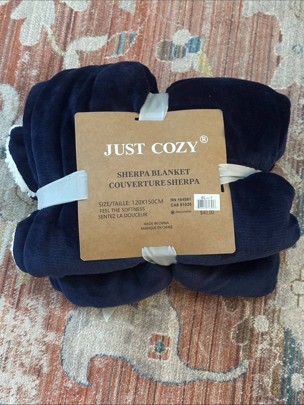 Navy just Cozy Sherpa Blanket